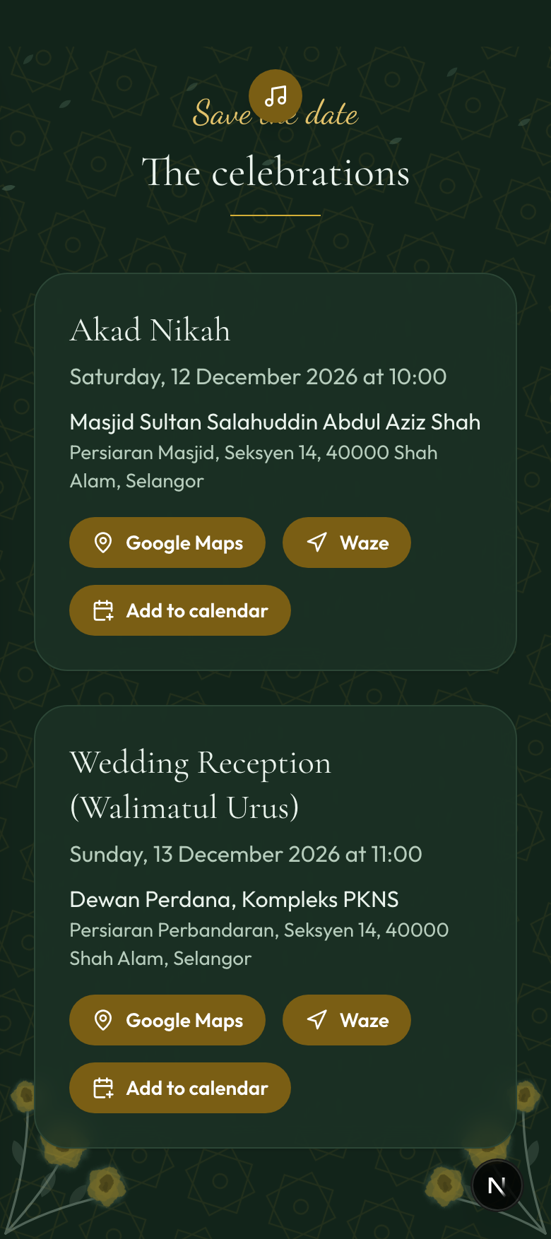 Events & schedule